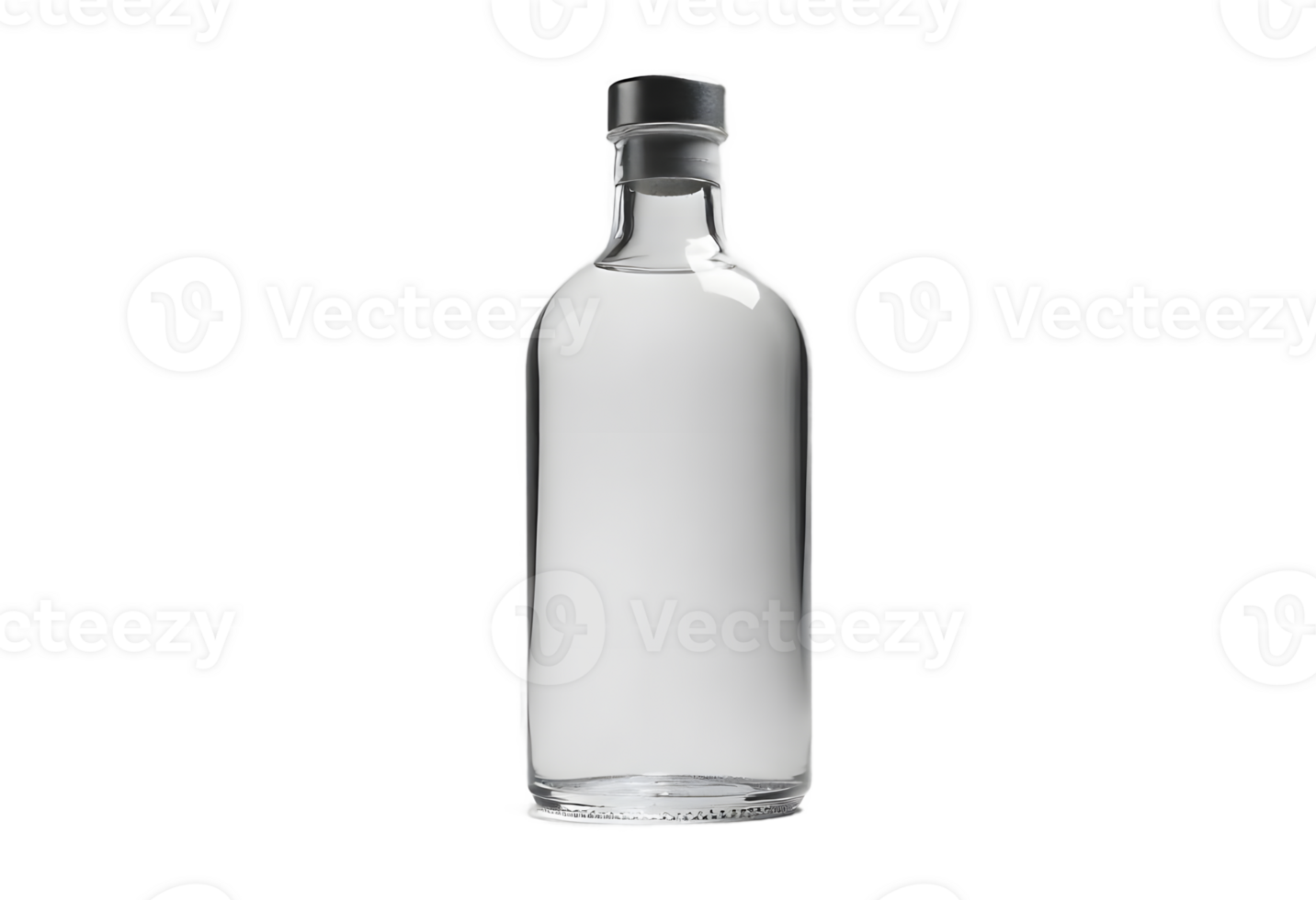 glass bottle with metal screw cap and blank white label on transparent background realistic mock-up. Template for design png