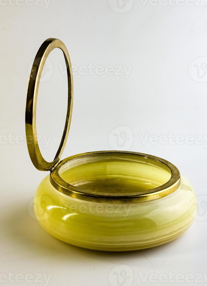 Round onyx box on a white background. photo