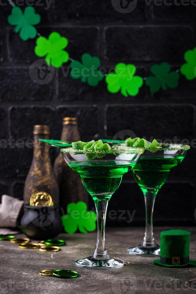 Green cocktail for St. Patrick day photo
