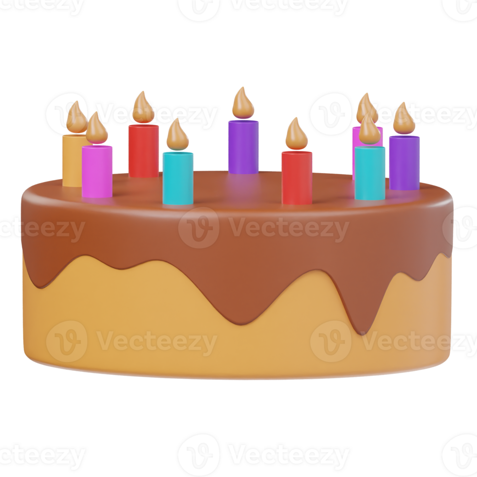 3d cake icon isolated render illustration png