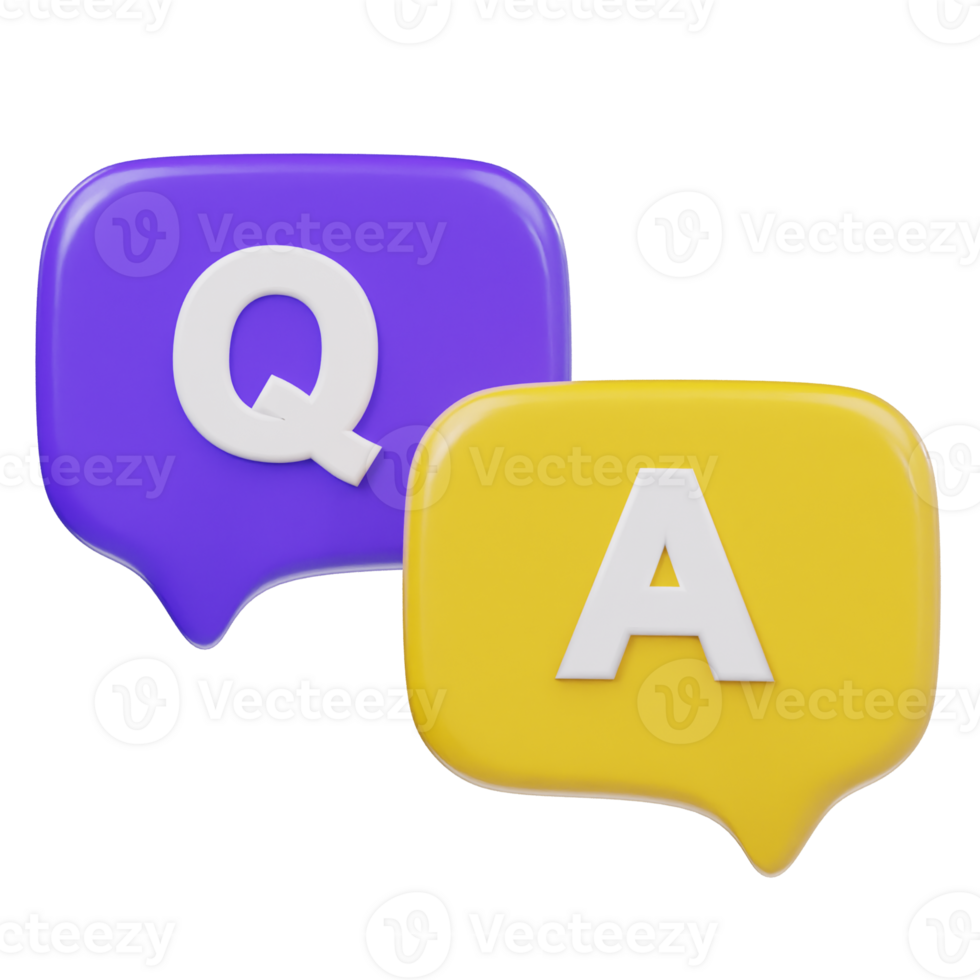 Qa icon 3d rendering illustration png