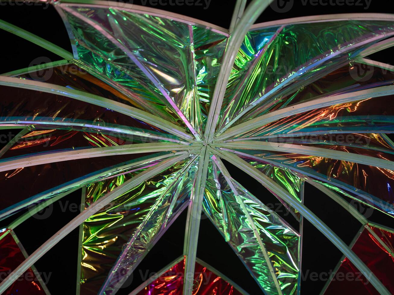 Light and sound show and colorful flower garden decoration at the ASEAN Flower Festival, Chiang Rai Province. photo