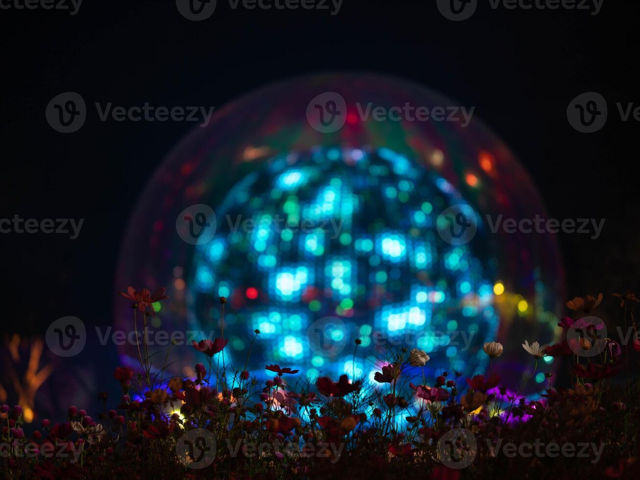 Light and sound show in a large crystal ball at the ASEAN Flower Festival in Chiang Rai Province photo