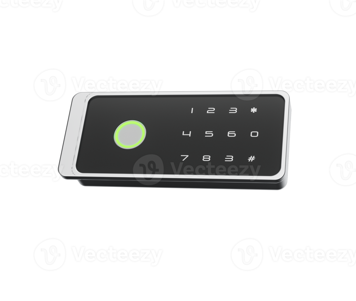 Digital Safe Lock With Touchscreen Numeric Keypad, Green Indicator For Secure Access, 3d Illustration png