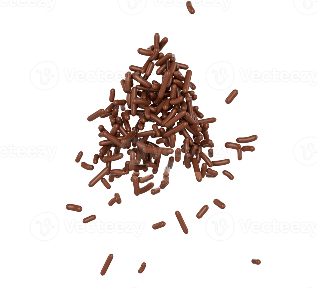 Group Of Chocolate Sprinkles for Cakes And Bakery Items Scattered 3D Illustration png