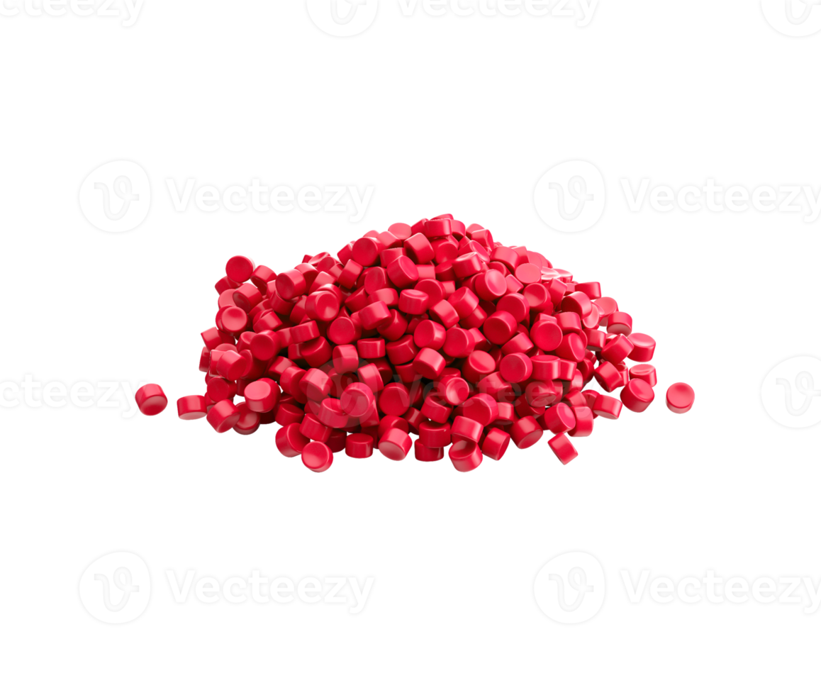 Heap Of Vibrant Pink PVC Plastic Polymer Pellets Or Beads For Manufacturing Use 3d Illustration png