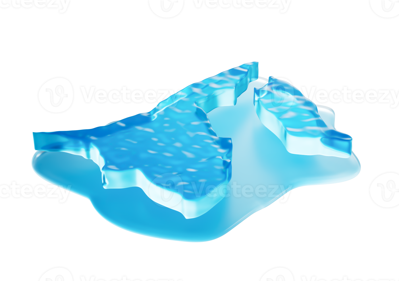 Ice map of Brunei in blue shades with translucent, glossy appearance. 3D Illustration. png