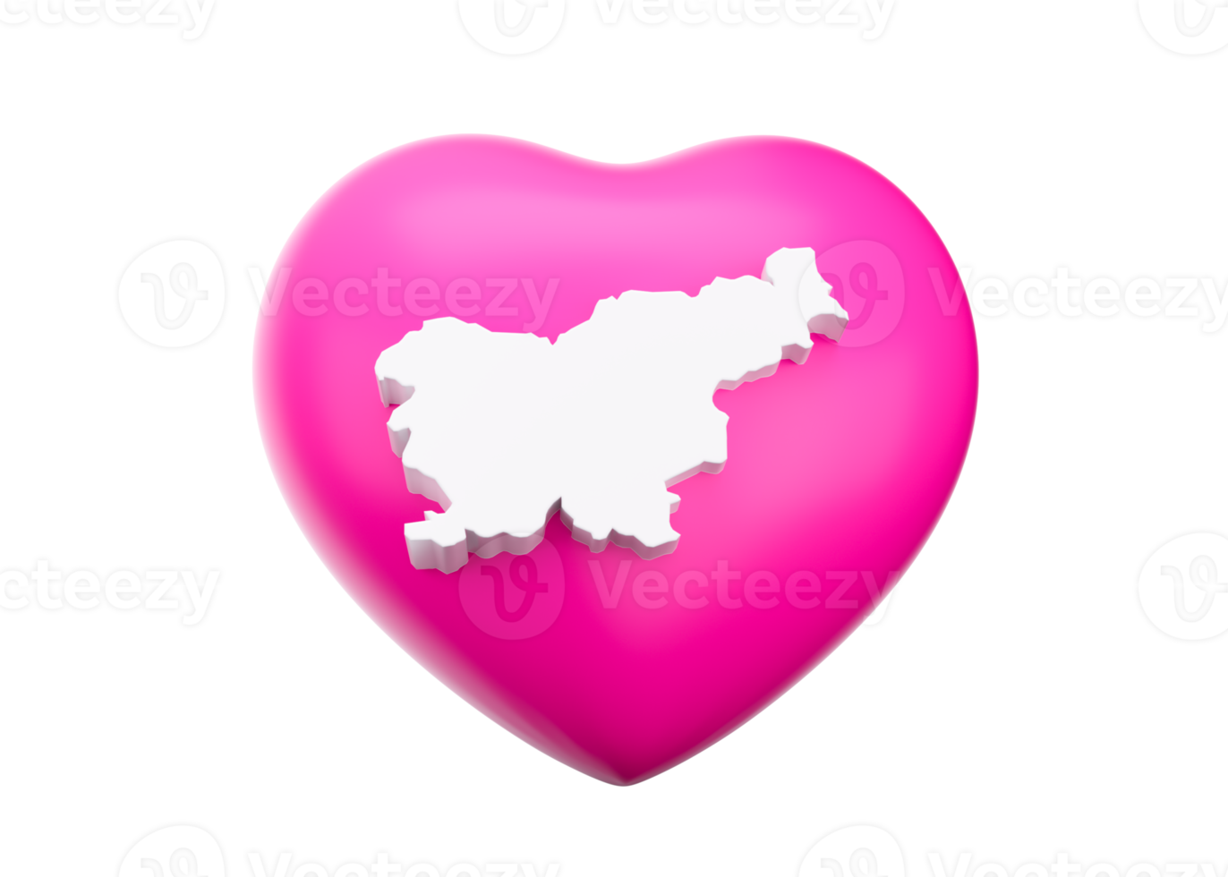 Pink Heart With Map Of Slovenia 3d Illustration png