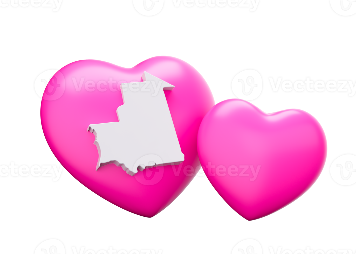 3d Shiny Pink Hearts With 3d Map Of Mauritania 3d Illustration png