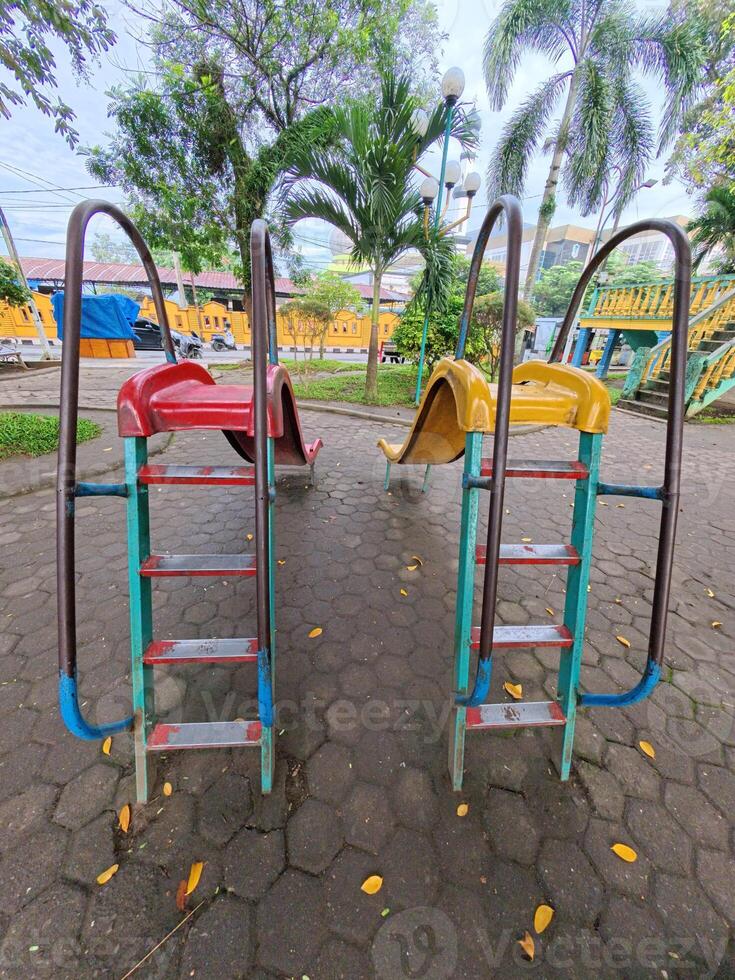 Colorful Playground Slides in a Park photo