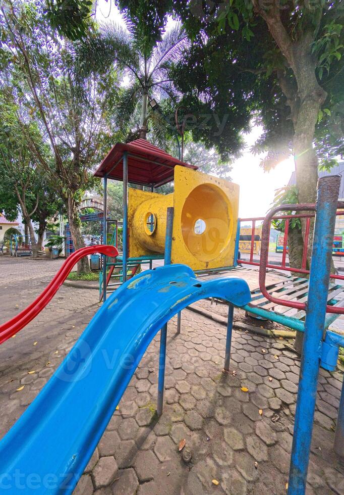 Colorful Playground Slides in a Lively Park photo