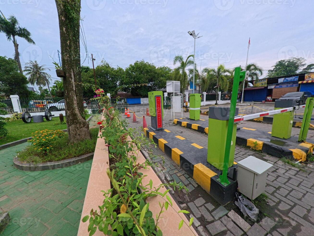 Entrance Barrier at Modern Parking Facility Entrance photo