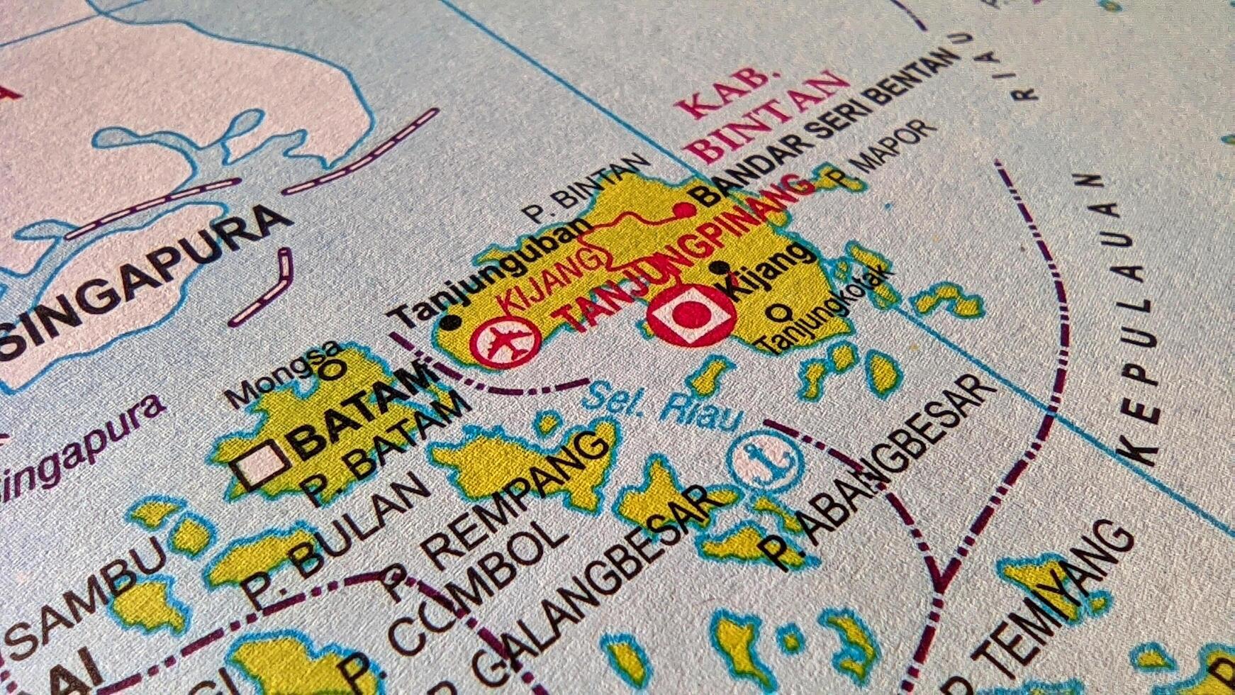 Tanjung Pinang city on the map, Riau Islands, Indonesia. photo