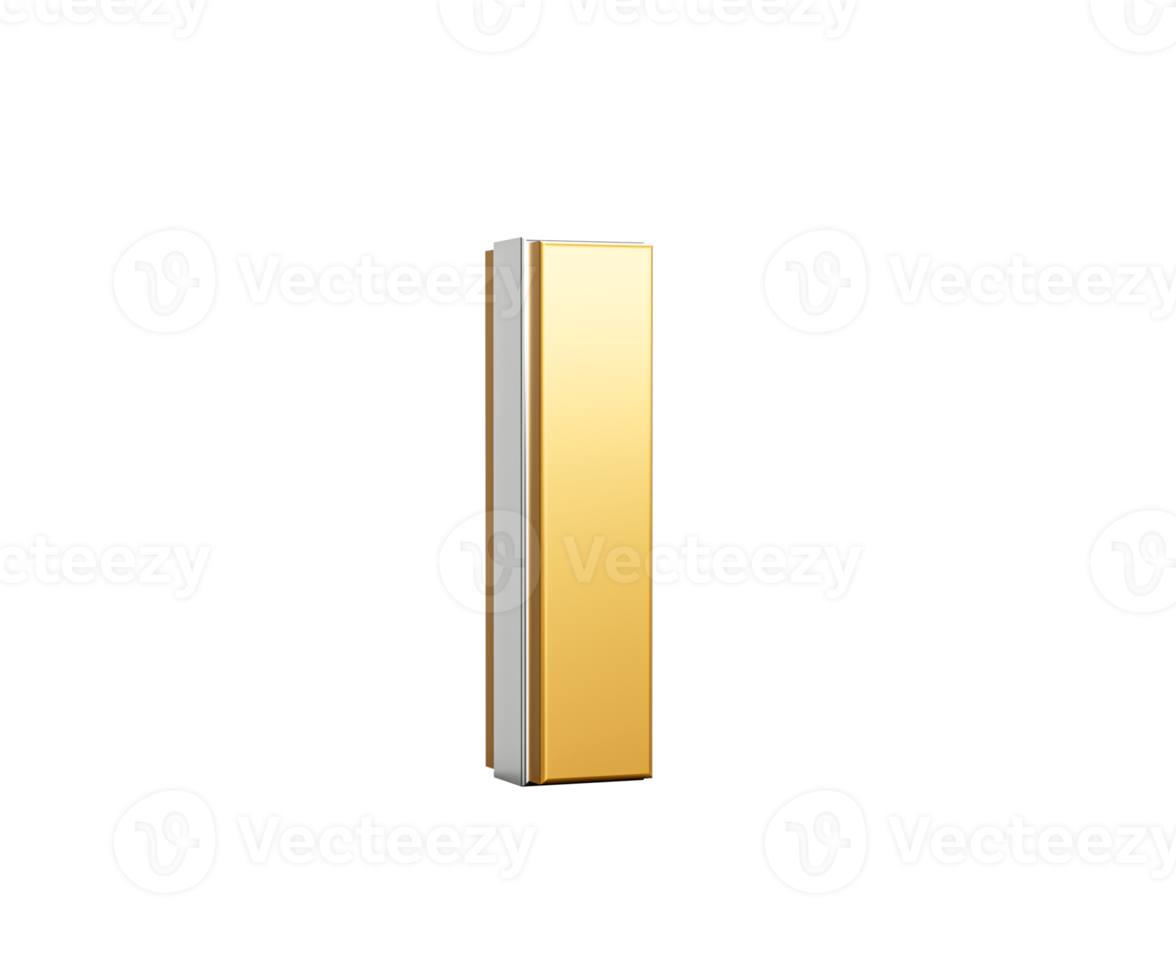 Golden Capital Letter I Gleams With Sleek Modern Design Bold Font With Sharp Edges 3D Illustration png