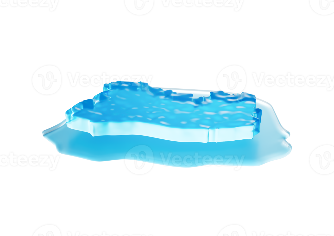 Water Ice Map Of El Salvador Global Warming Melting Glacier In Deep Ocean Blue Water 3d Illustration png