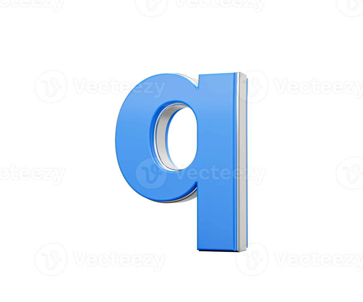 Blue Small Letter q Alphabet q Gleams With Its Sleek Modern Design With Sharp Edges, 3D Illustration png