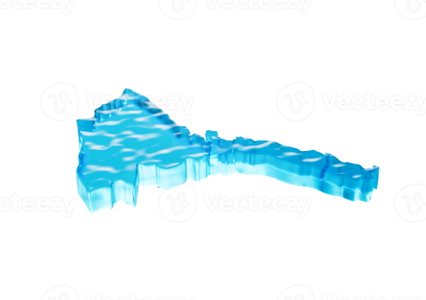 Water Ice Map Of Eritrea Global Warming Melting Glacier In Deep Ocean Blue Water 3d Illustration png
