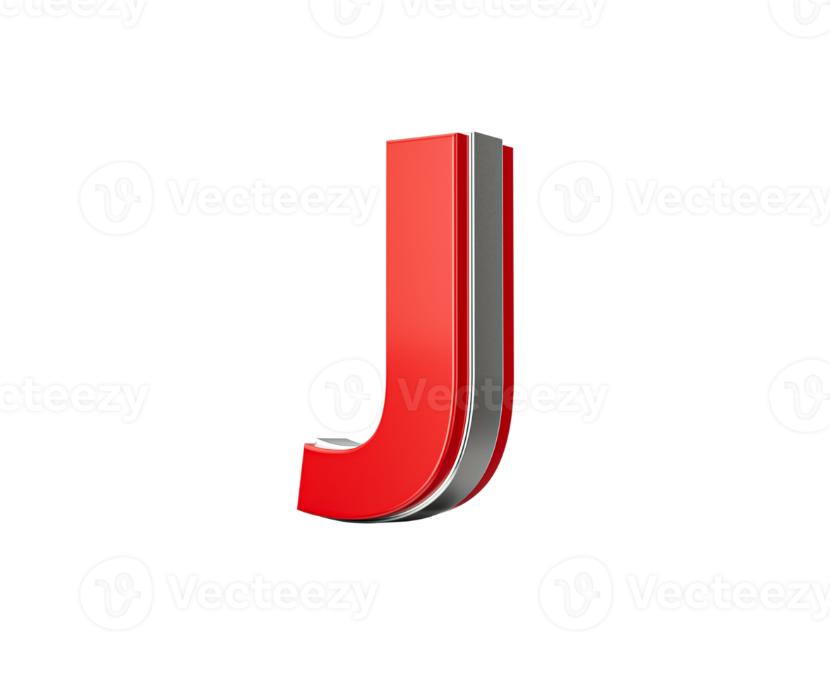 Vibrant Red Capital Letter J Gleams With Its Sleek Design Bold Font With Sharp Edges 3D Illustration png