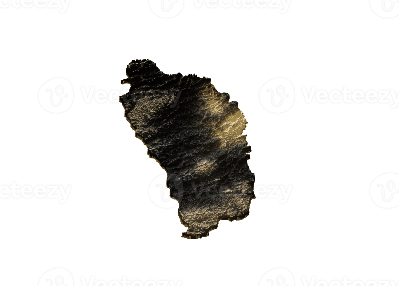 Dominica Map Golden Metallic Texture Map Gold Reserves And Gold Mining Concept 3D Illustration png