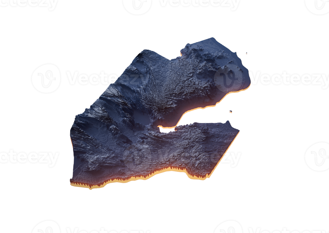 Illuminated Djibouti Data Map Highlighting Geographical Features Neon Glow Light 3D Illustration png