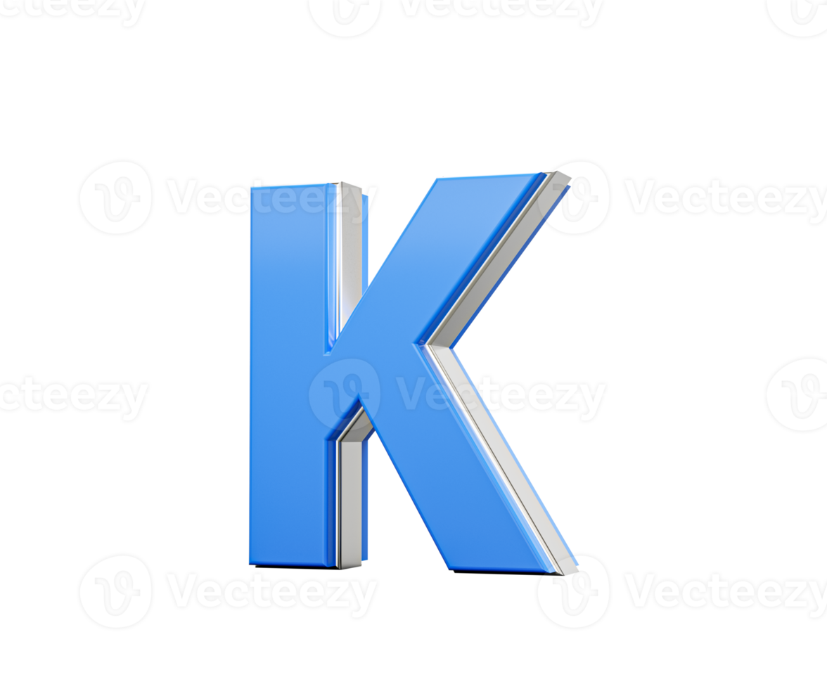 Blue Capital Letter K Gleams With Its Sleek Modern Design Bold Font With Sharp Edges, 3D Illustration png