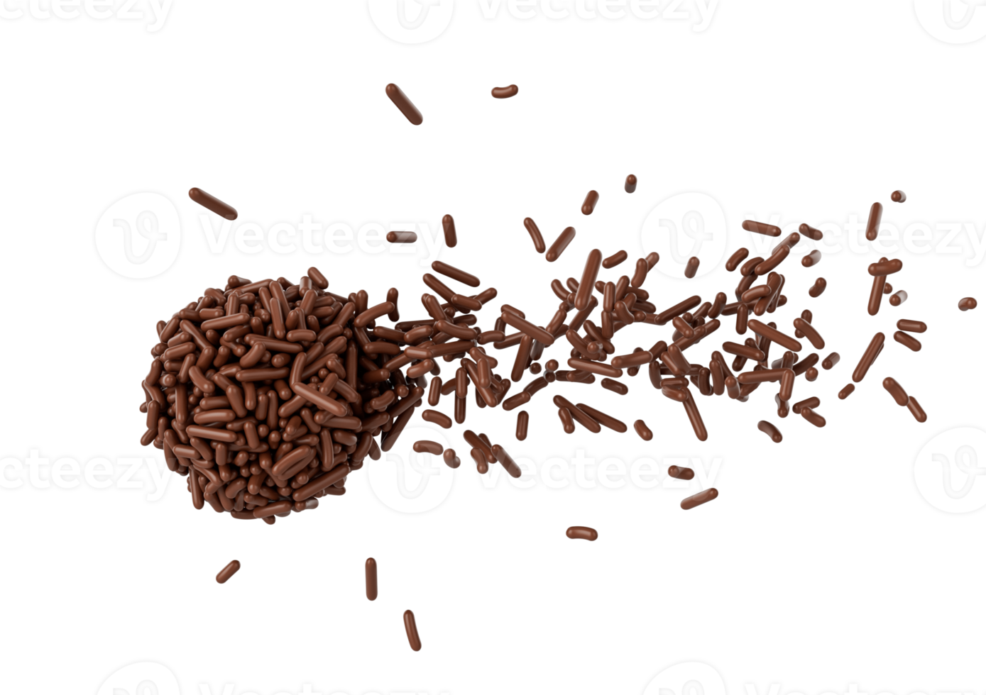 Pile of scattered chocolate sprinkles. 3D Illustration png