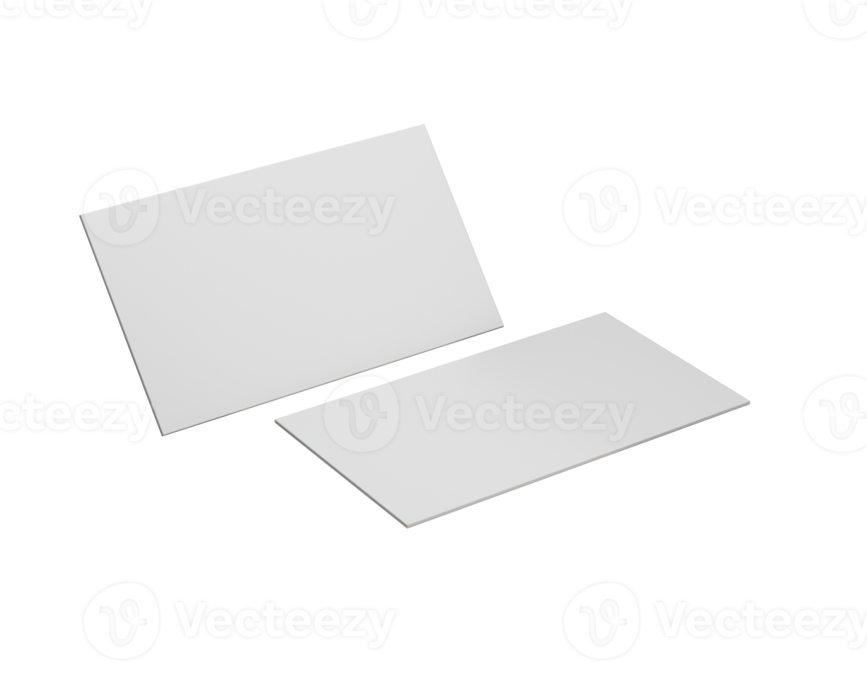 Two blank business card mockups overlapping. 3D Illustration. png