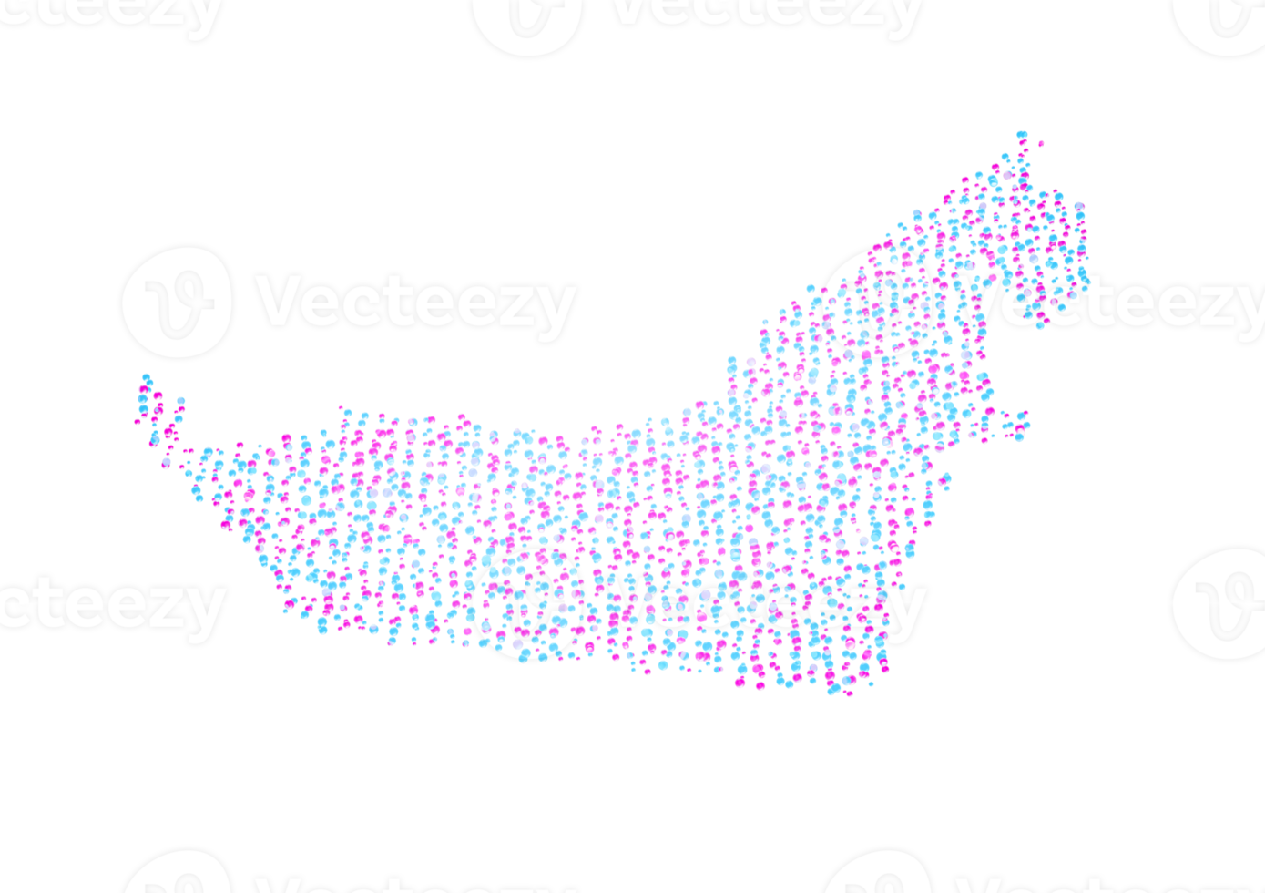 Illuminated Dubai Digital Data Map Pink And Blue Neon Glowing Particles 3D Illustration png