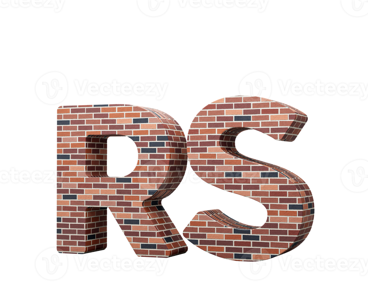 Rupee Rs Currency Sign Made Of Red Bricks With A Wall Like Texture, 3D Illustration png