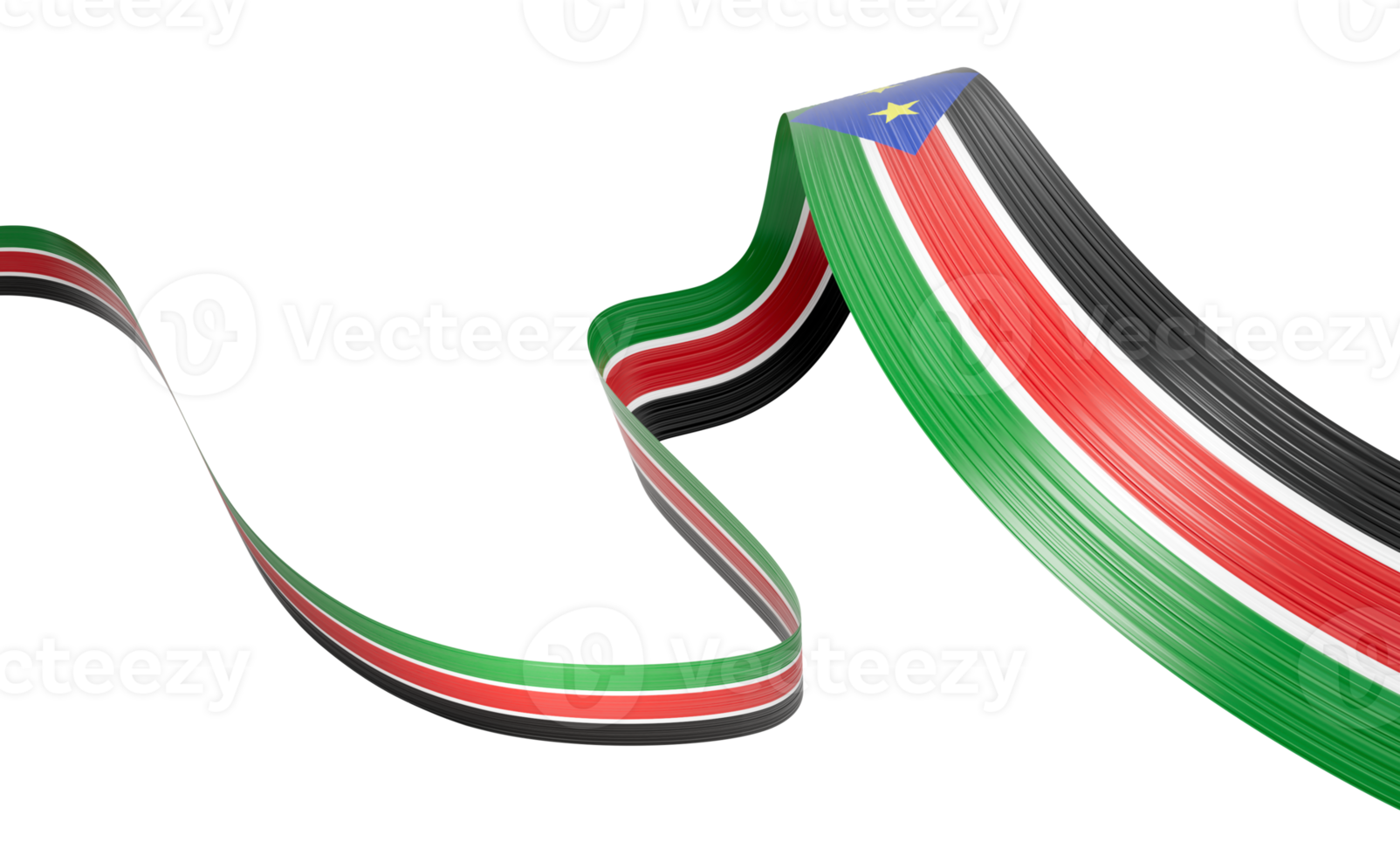 3d Flag Of South Sudan 3d Shiny Waving South Sudan Ribbon Flag, 3d Illustration png