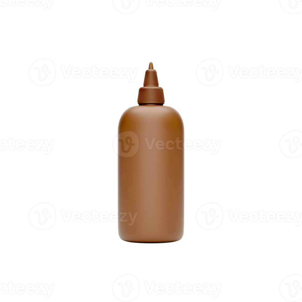 A Brown Squeeze Bottle With A Pointed Cap Ideal For Dispensing Chocolate Sauce. 3d Illustration png