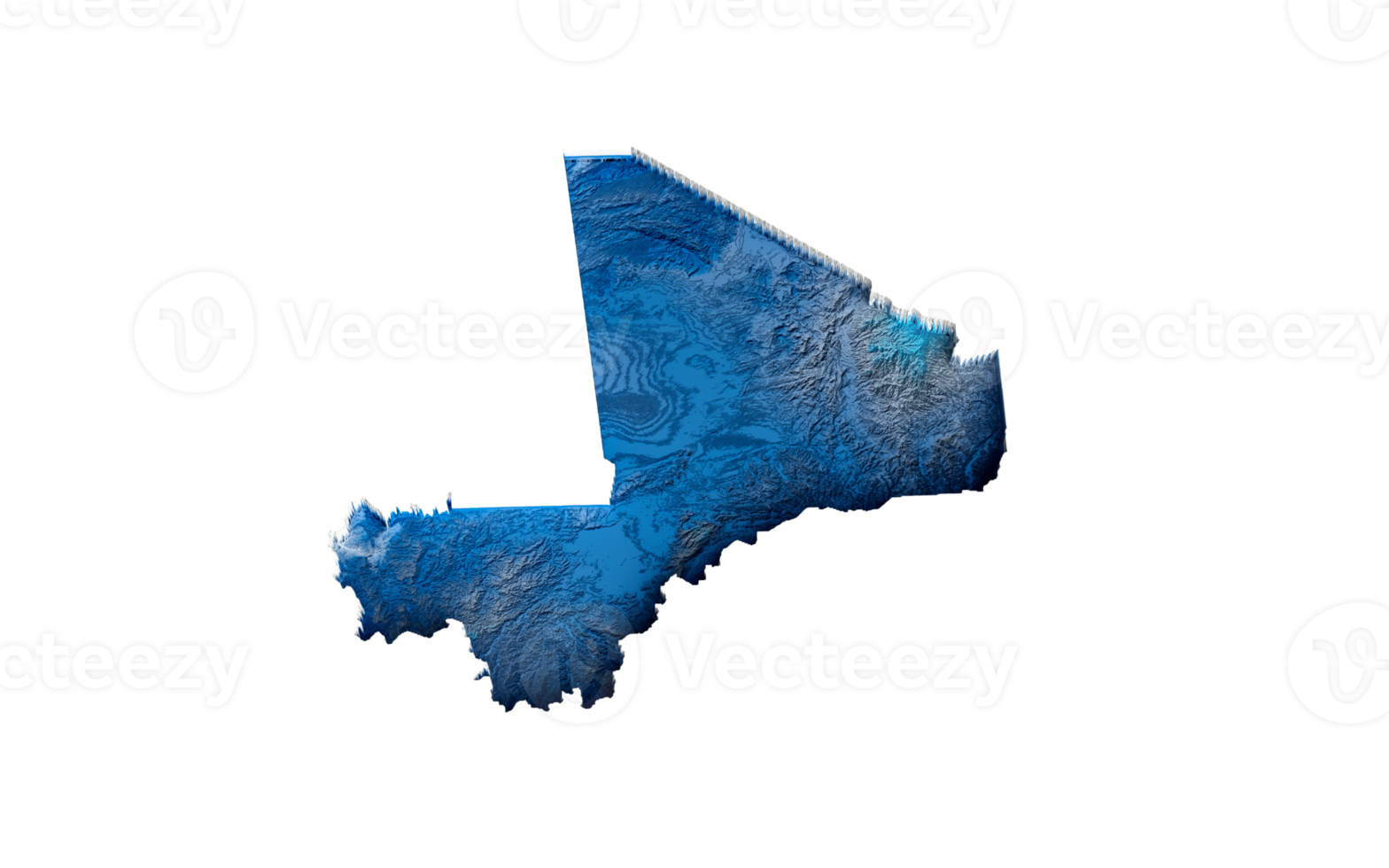 3d Deep Blue Water Mali Map Shaded Relief Texture Map 3d Illustration png