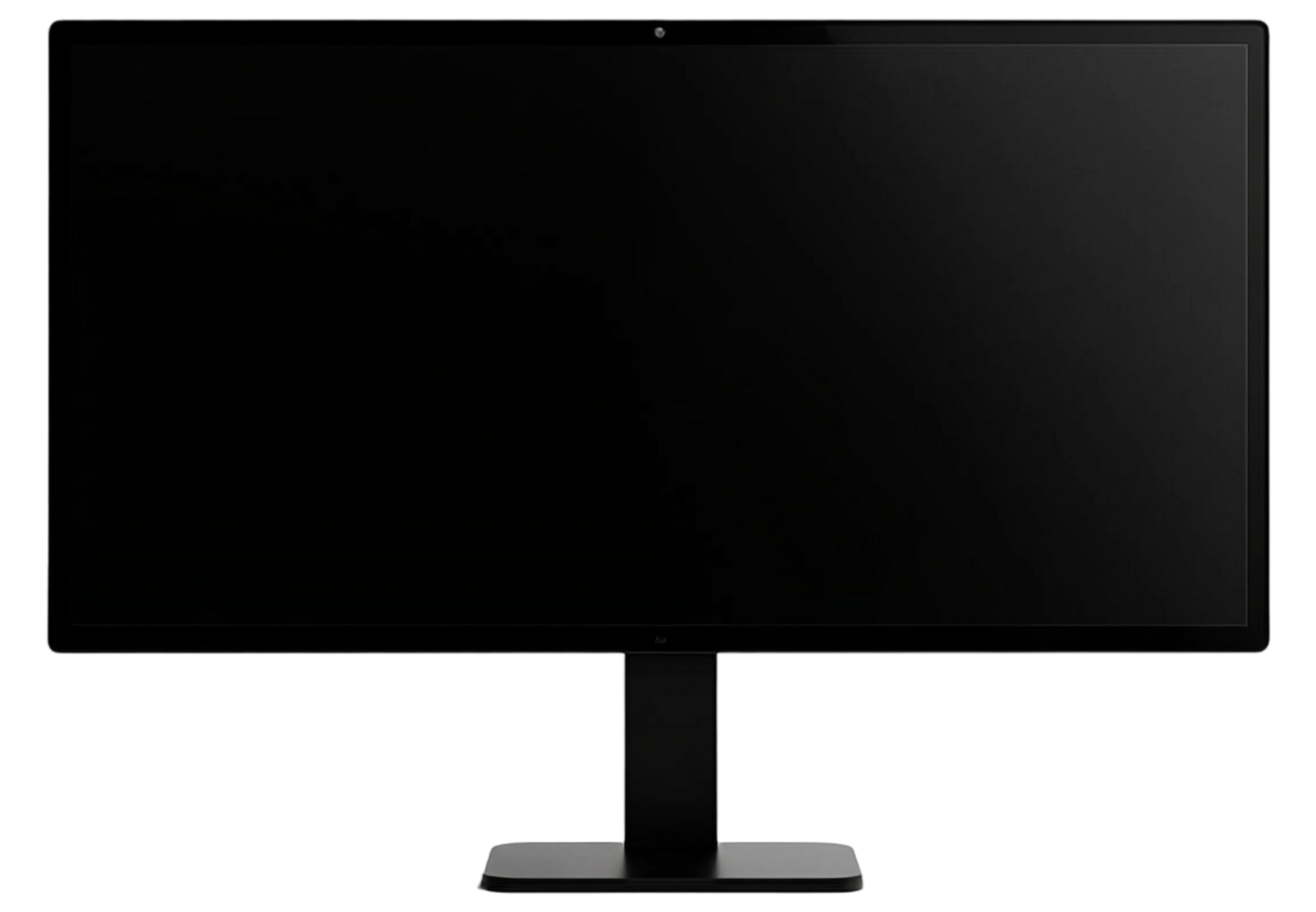 A flat, blank LCD monitor screen displays modern digital technology against a transparent background png