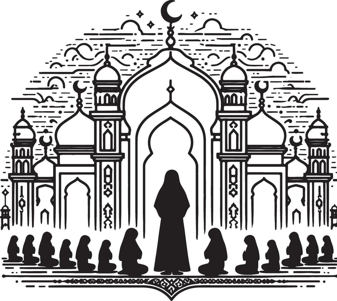 Silhouette Design of a Muslim Woman Praying vector