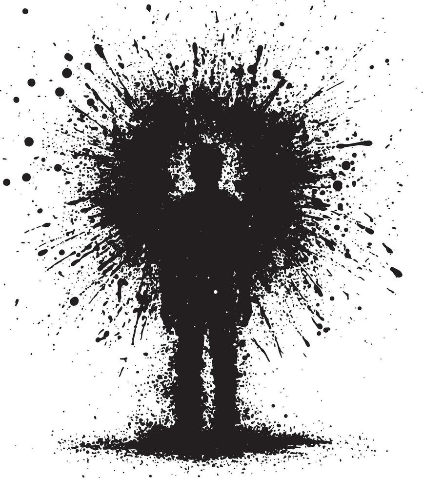 Man in Ink Silhouette Standing in Dramatic Light vector