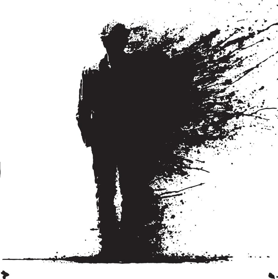 Man with Ink Silhouette Art vector