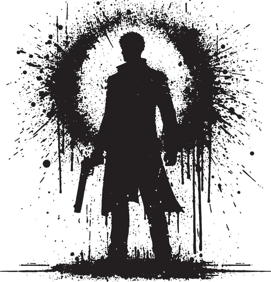 Elegant Ink Silhouette of a Man in Contemplation vector