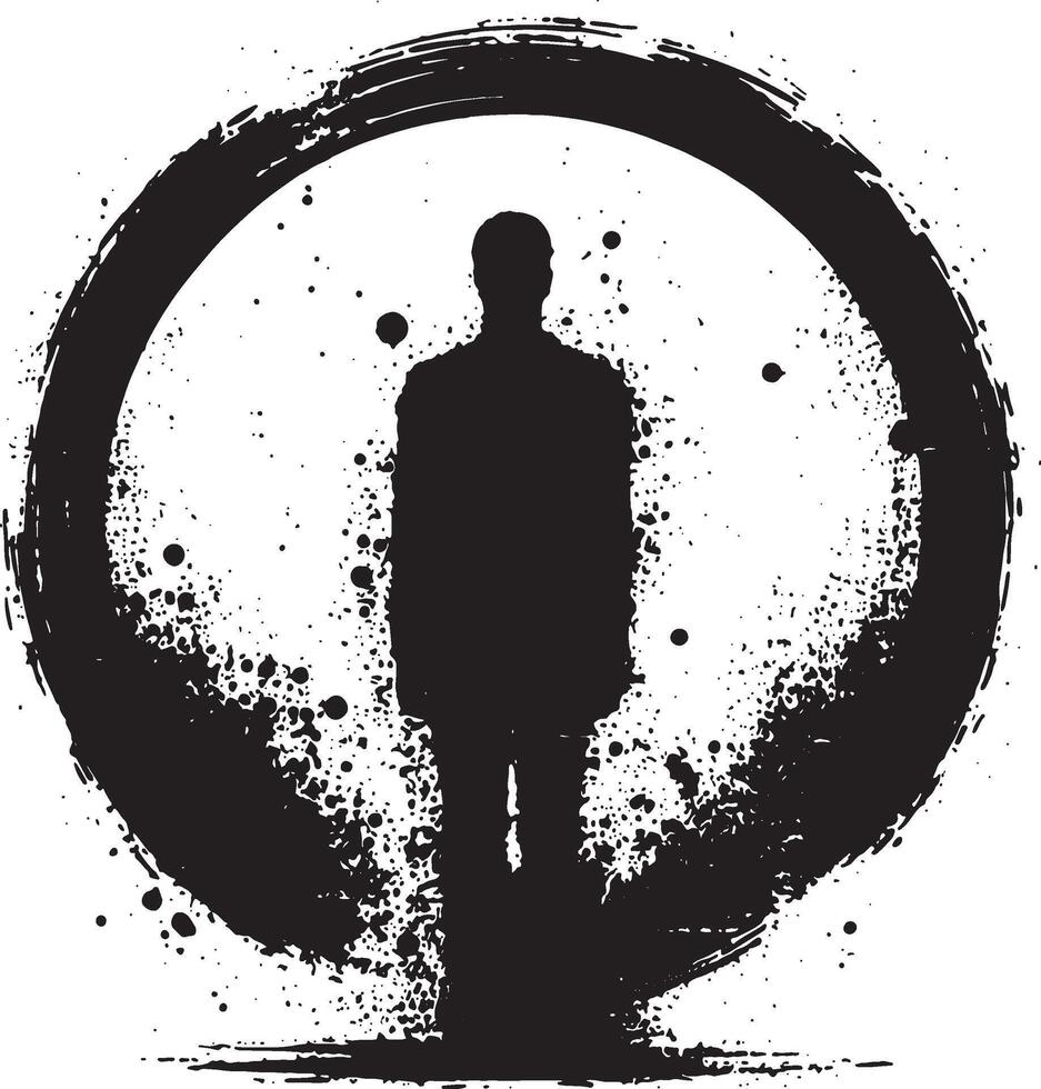 Man in Ink Silhouette Against a Blank Background vector