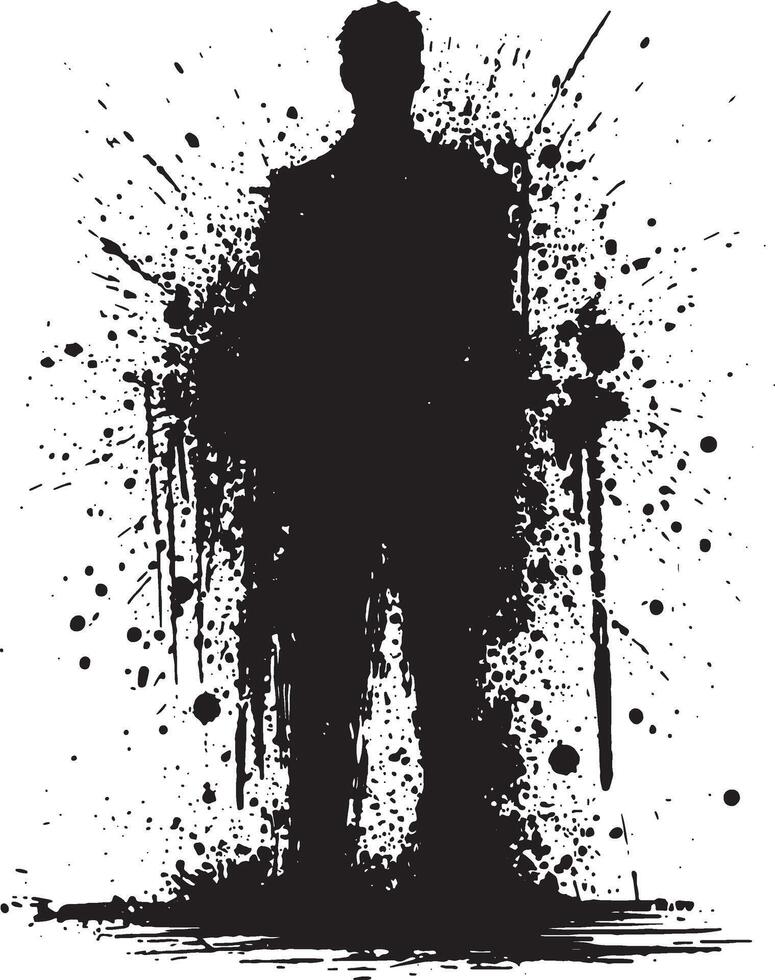 Abstract Ink Silhouette of a Man in Motion vector