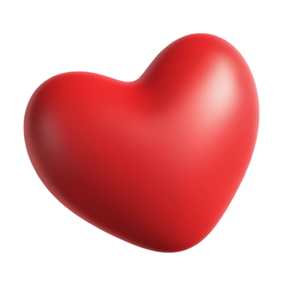 Smooth Red 3D Heart Icon for Love Designs png