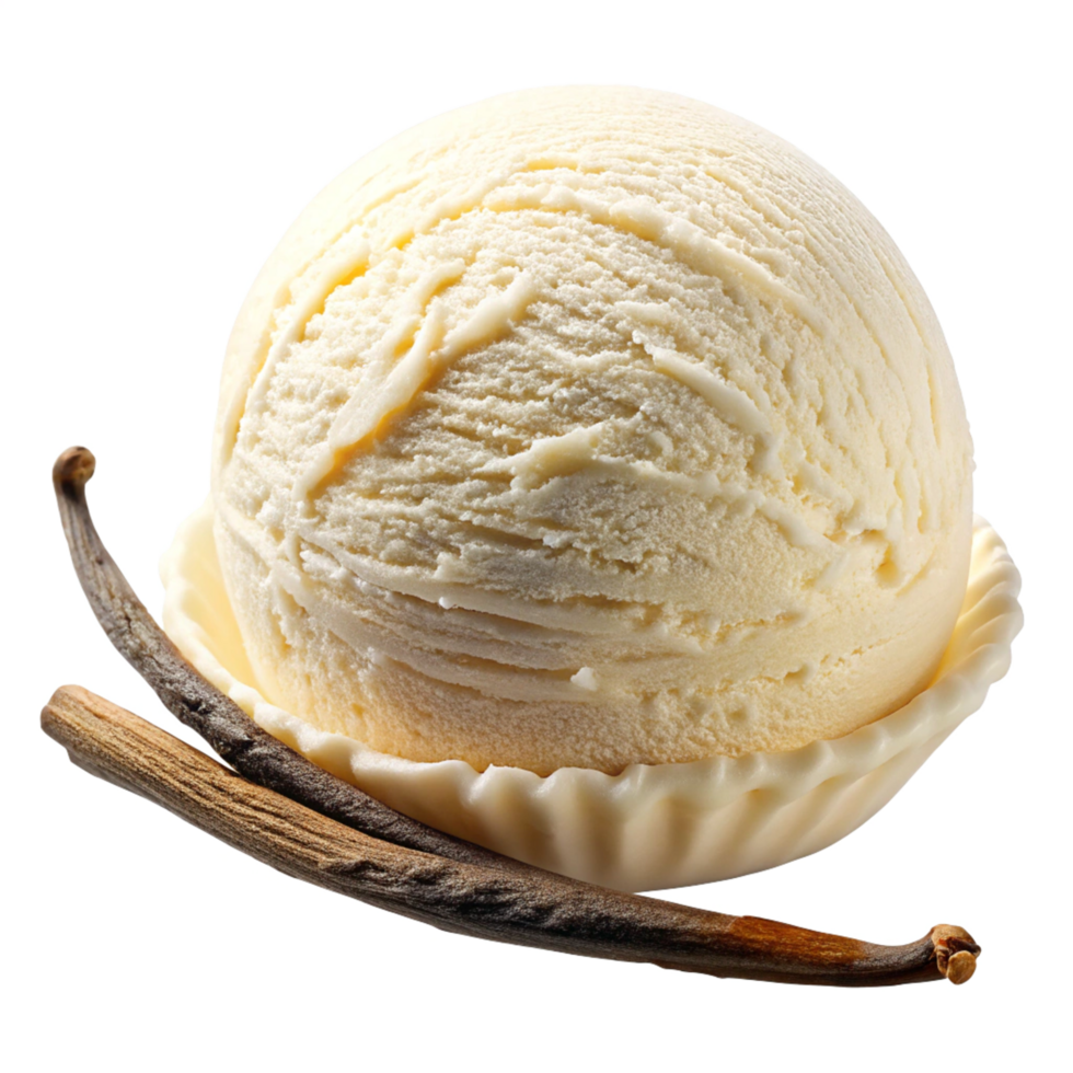 Vanilla Ice Cream with Vanilla Beans Isolated on Transparent Background png