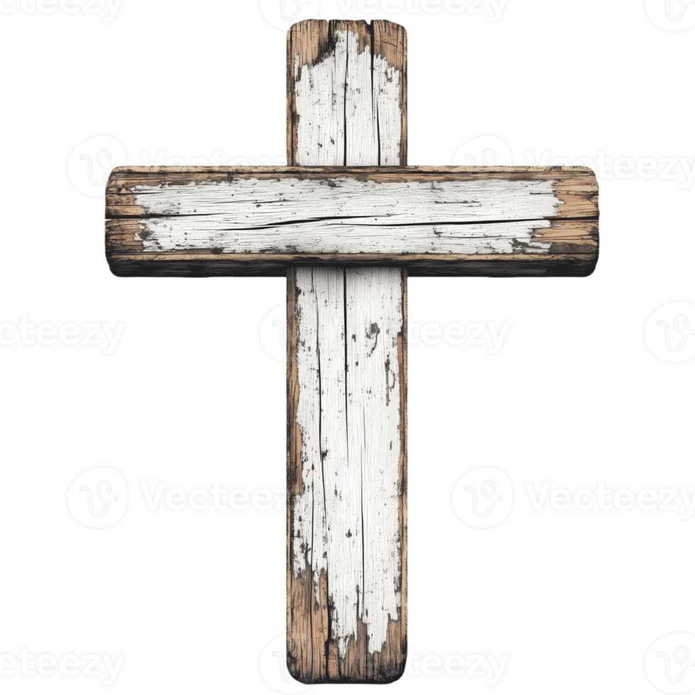 Weathered Wooden Cross Symbolizing Faith and Heritage in Design png