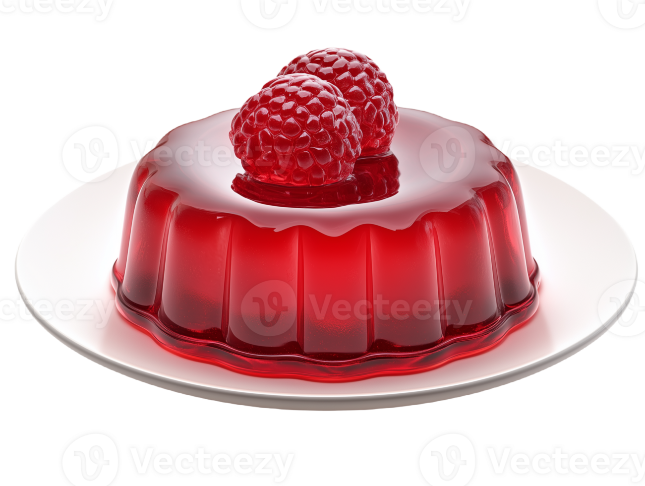 Delicious Raspberry Jelly Dessert with Fresh Berries on Top png