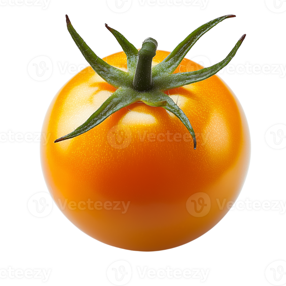 Fresh Yellow Tomato with Green Leaves Ready for Harvest png
