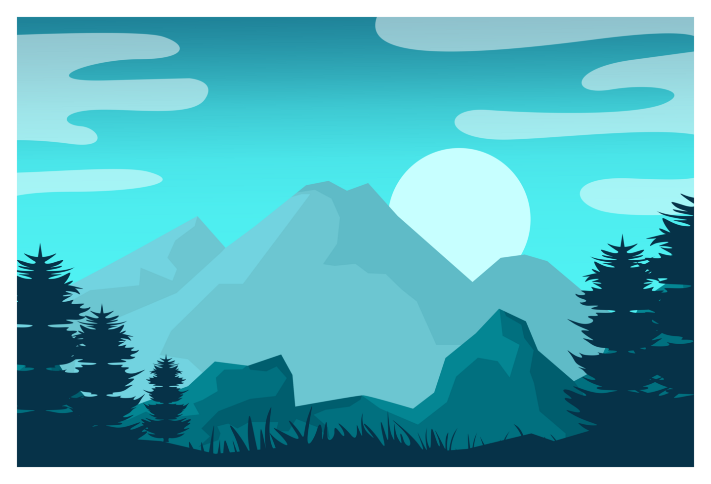 Misty Mountain and Lake View in the Early Hours png