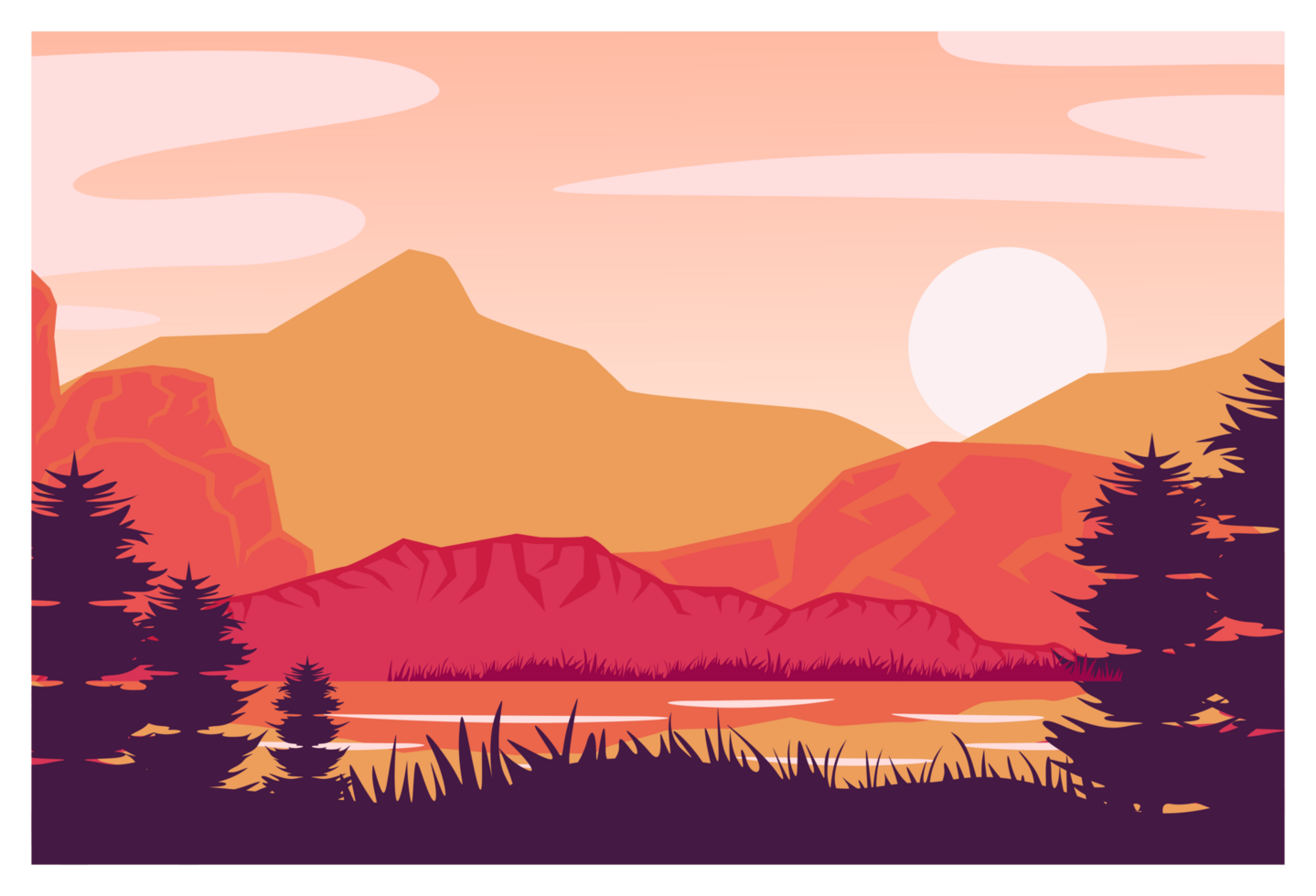 Majestic Mountain and Lake View in the Sunset Glow png