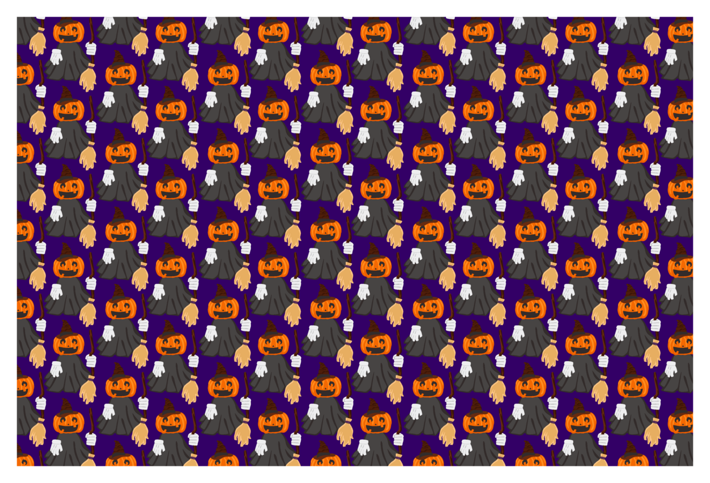 Bewitching Pumpkin Head Witch Pattern for Halloween Festivities png
