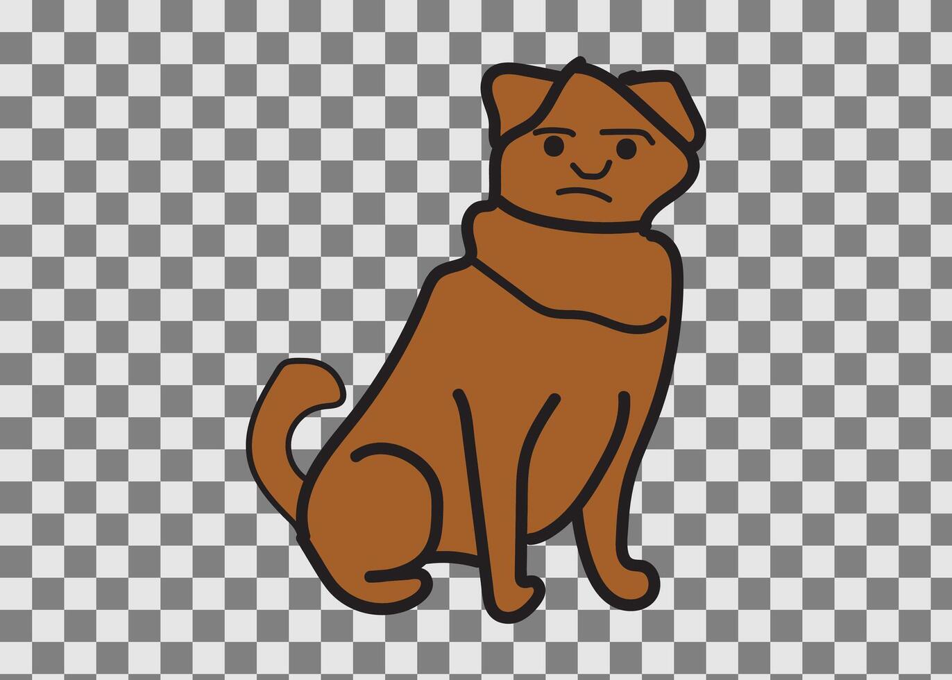 dog cartoon illustration, dog sitting on a checkered background vector