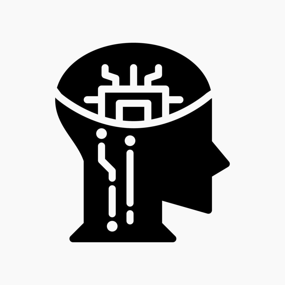 Design Illustration graphic of think with AI icon with glyph style. Suitable for UI, mobile design, web design, etc. vector