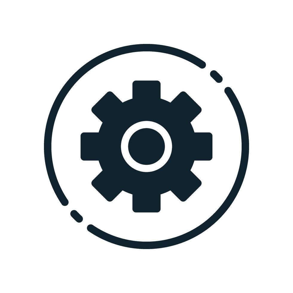 A gear wheel icon in a circle vector